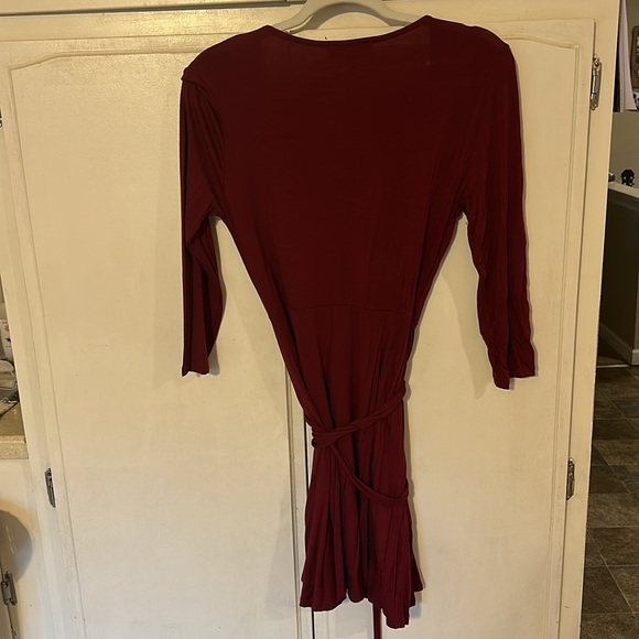 LULU’s Twirl-Worthy Burgundy Wrap Dress - Picture 9 of 9
